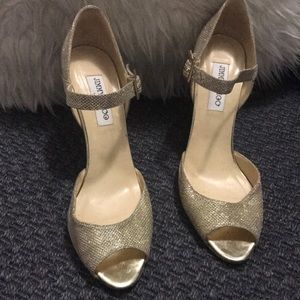 Jimmy Choo Lace Mary Jane Glitter Sandal Size 40.5